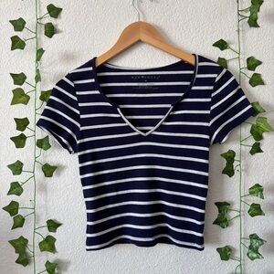 Eye Candy Striped Navy and White Crop Top